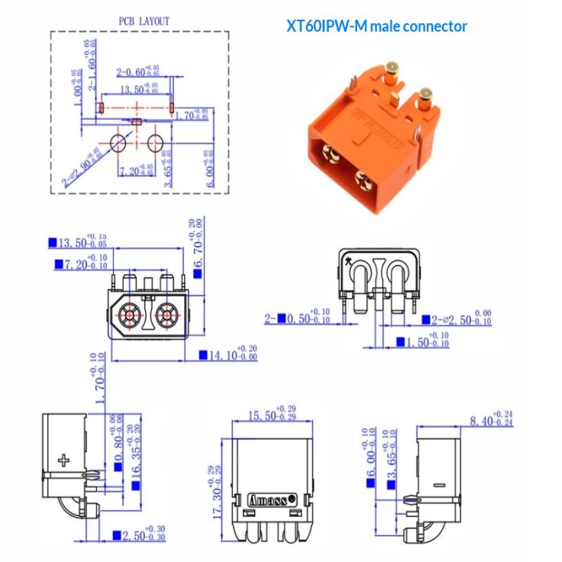 Разъем AMASS XT60I-F Папа Мама 2+1 Сигнальный Контакт Легкая Установка для DIY Хоббистов RC Проектов с Lipo Аккумуляторами
