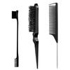 3pcs Unisex Hairdressing Tool Set Includes Pointed Tail Comb Double-Sided Comb Three-Row Comb Bristle Brush Eyebrow Brush Makeup Palette Hair Styling