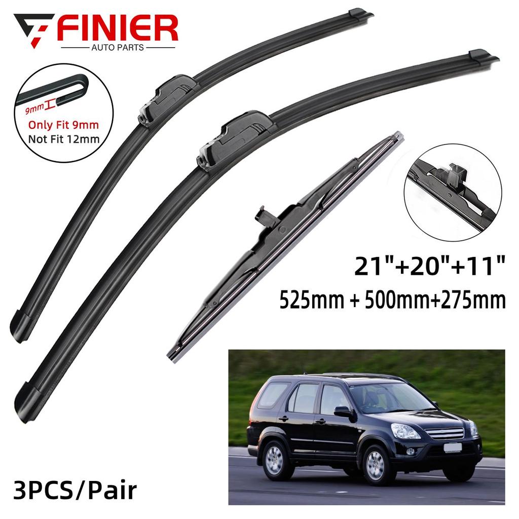 3PCS Wiper Blades For HONDA CRV CR-V 2001-2006 21" 20" 11" Fit Front Windshield Windscreen Window Brushes Cutter Accessories 2001 2003 2004 2005 2006