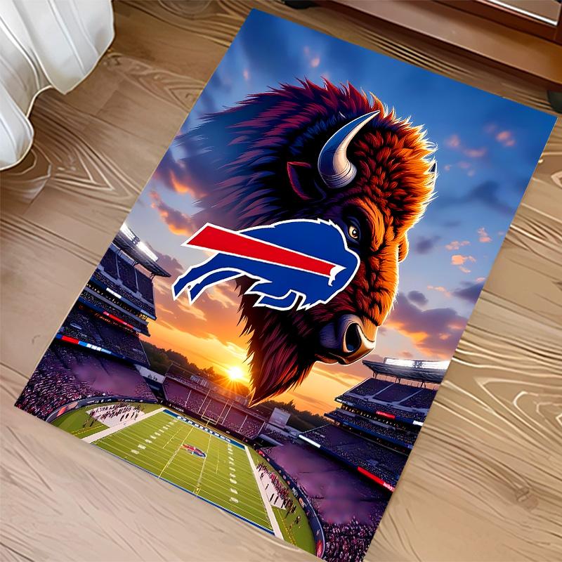 Buffalo Bill LOGO Print Area Rug - Soft, Washable Non-Slip Indoor Mat for Office Chairs, Living Room, Home Office Decorative Rug