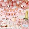 Набор украшений для вечеринки в честь дня рождения в розовом золоте для женщин, девочек, фольгированные шары с конфетти в розовом золоте, розовый баннер «С днем рождения», бахрома, декор в виде бабочек
