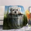 Maltese dog and grass,pattern Flannel Blanket, High quality Comfortable for All Seasons, Home Decor, Warmth and Comfort, Perfect for Gifts.