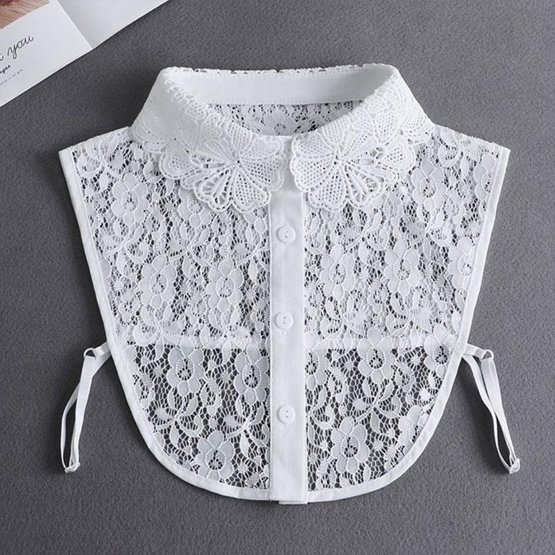 Fashion White Fake Collar Women Detachable Collars Black Woman False Collar Lace Removable Half Shirts Tie Top Collars Decor