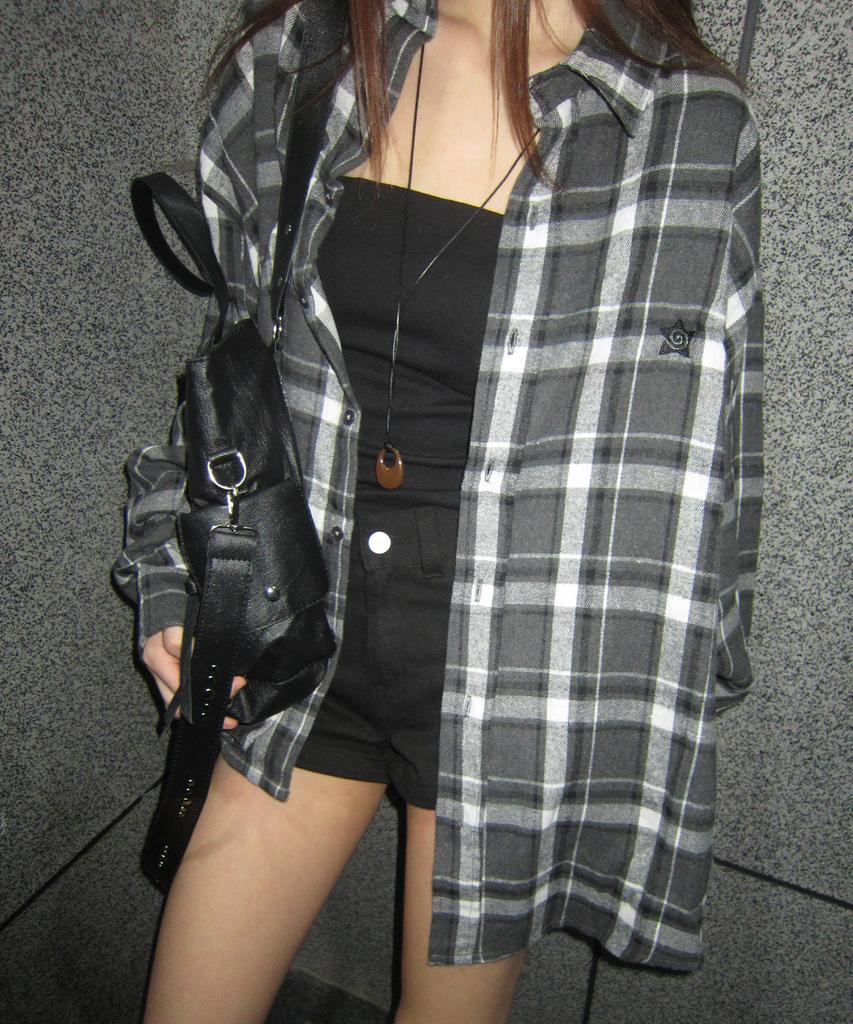CHICKS Vintage Tartan Check Flannel Shirt Brown
