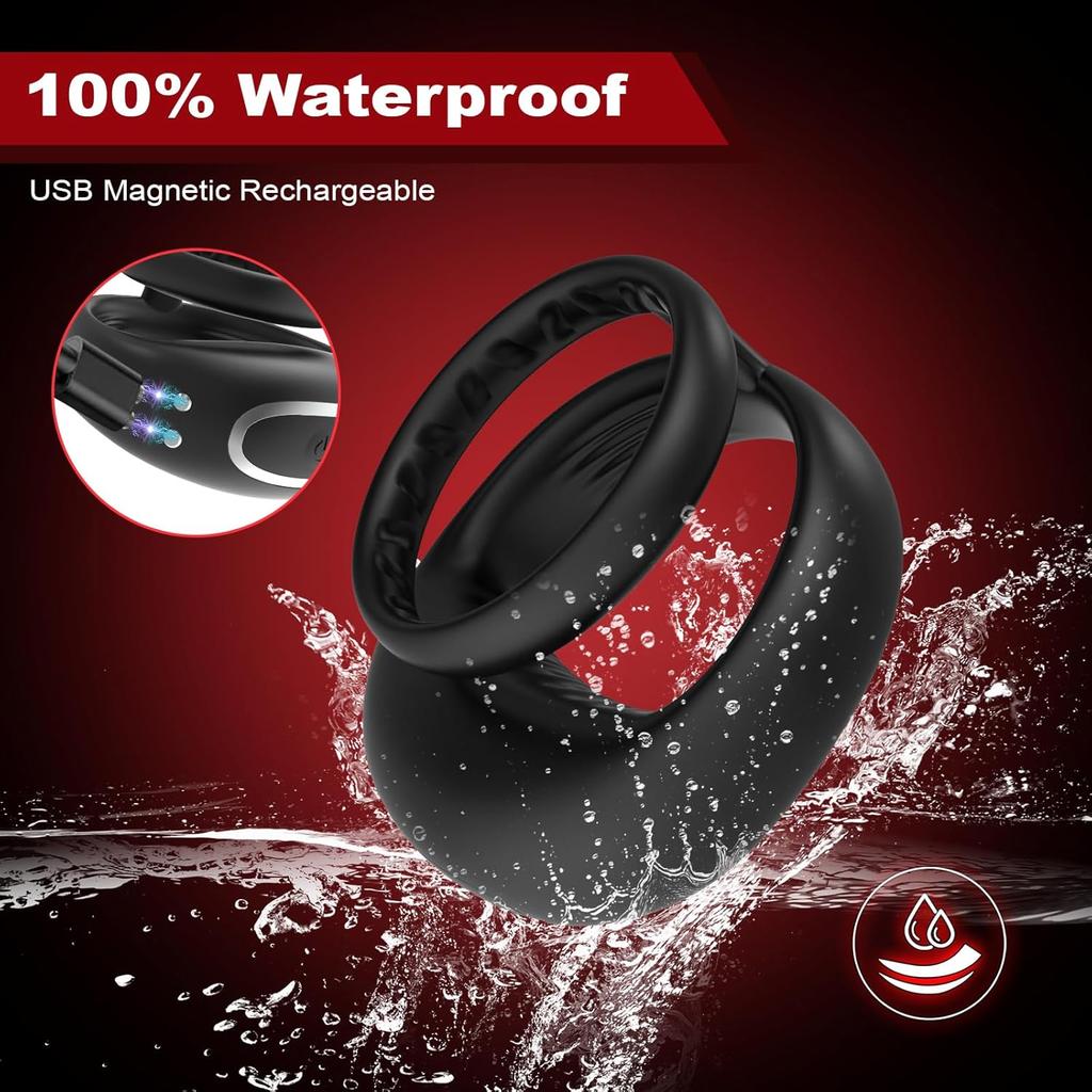 Вибрирующее двойное кольцо для пениса Секс-игрушки для мужчин Кольцо для пениса Вибратор с 10 вибрациями Взрослая мужская секс-игрушка для более долгой, твердой, сильной эрекции