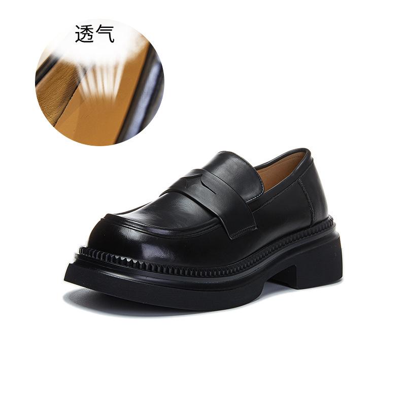 Новые женские мокасины 2025 года, весенние туфли на толстом каблуке с одной педалью, маленькие кожаные туфли в британском стиле, повседневная универсальная женская обувь, тренд