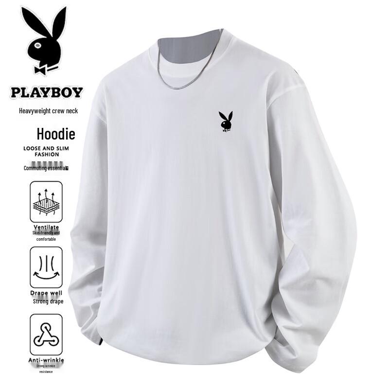 PLAYBOY Мужская футболка с круглым вырезом, свободного кроя, с длинным рукавом