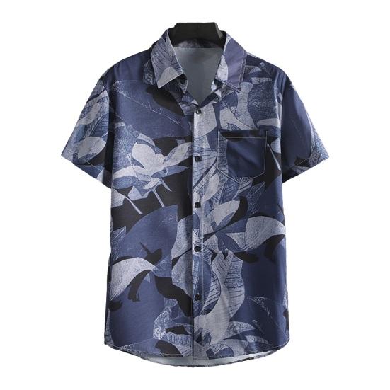 Summer Men Shirt Floral Print Short Sleeves Tropical Style Hawaii Loose Plus Size Single-breasted Turn-down Collar Quick Dry Mid Length Beach Top