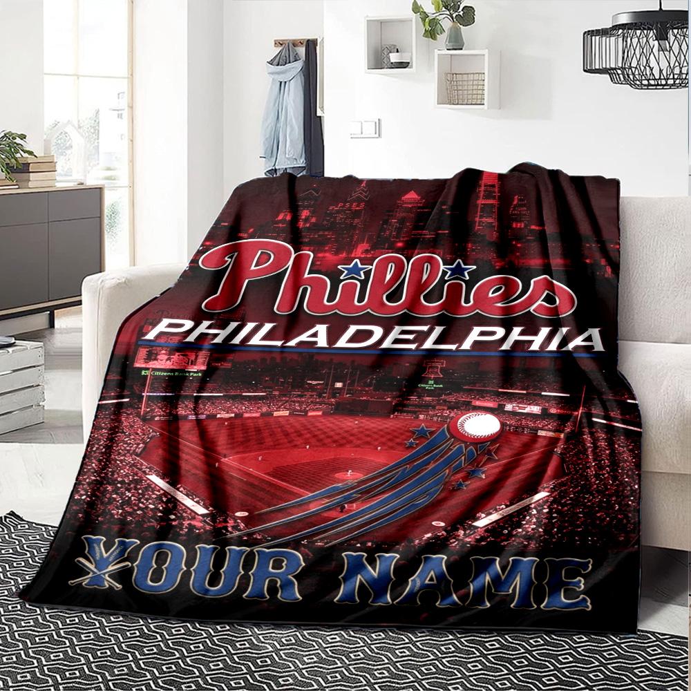 Name Custom Philadelphia phillies Print Flannel Blanket High Quality Warm Comfortable Cover for All Seasons Perfect for Gifts Home Decor