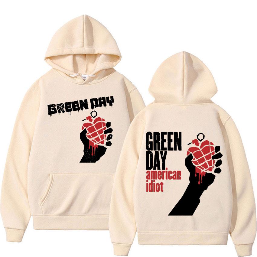 Редкая панк-группа Green Day Принт American Idiot Толстовка Мужская одежда Готическая винтажная толстовка Мужские повседневные флисовые худи