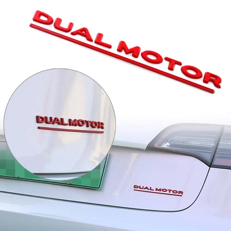 E5 DUAL MOTOR Tail Logo for Tesla Model 3 Y S X Letters Emblem 3D Auto Styling Fender Badge Emblems Decoration Car Accessories
