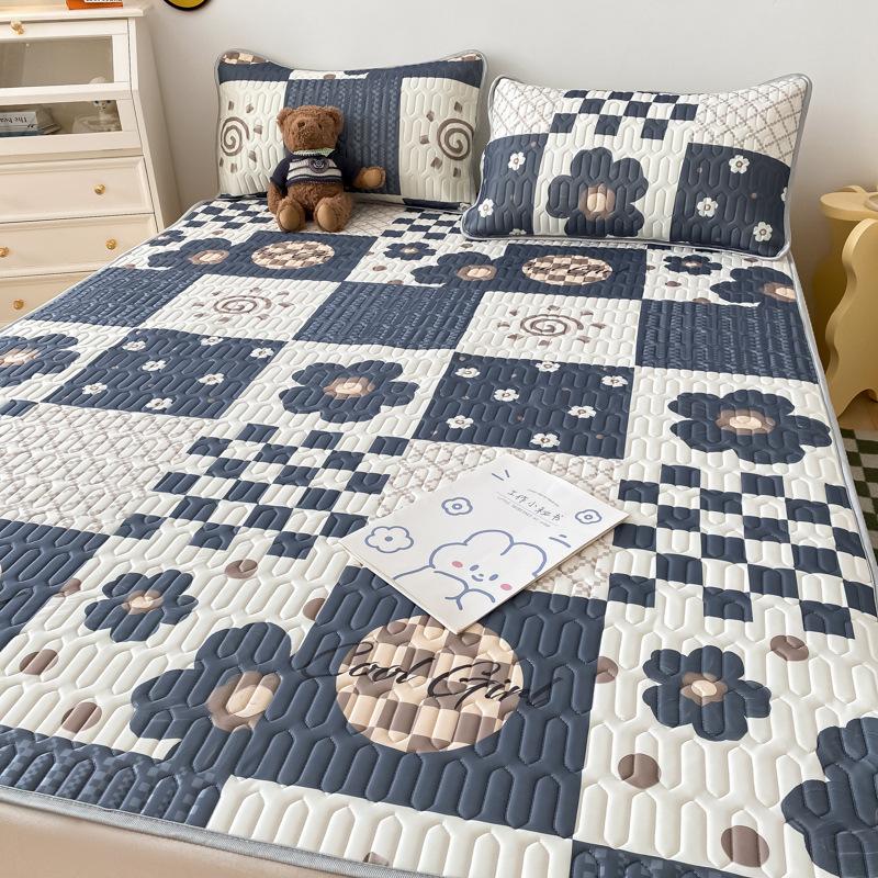 Тайский латексный летний коврик из трех предметов, летний коврик из ледяного шелка с принтом, моющийся, складной, прохладный коврик