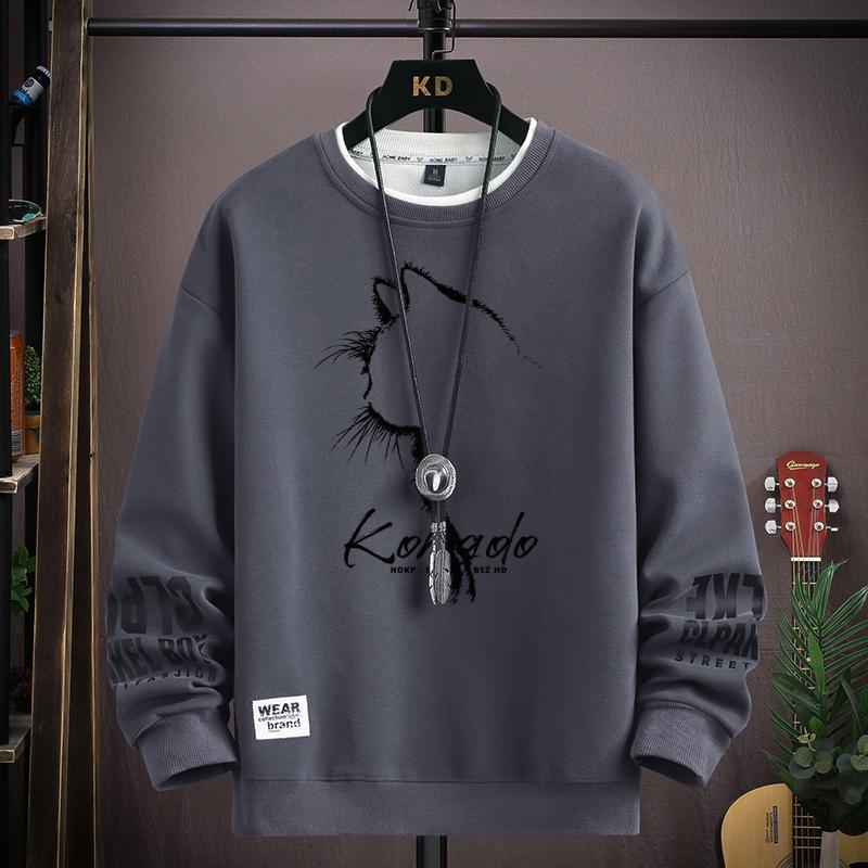 Spring  Autumn Men's Sweatshirt Japan Cartoon Cat Sportswear Long Sleeved O Neck T-shirt  Harajuku High Street Men Clothing 2024