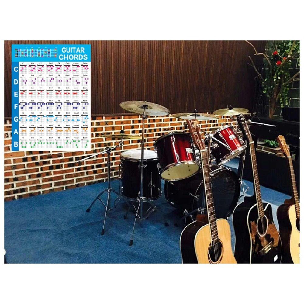 Printed Vinyl Paper Guitar Chord Poster Color Coded Reference Guide  For Kids