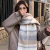 Winter Warm Maillard Scarfs for Women,Windproof Insulation Fashionable  Plaid Scarf,Long Blanket Scarf,Winter Fleece Shawls Wrap