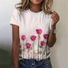 Flower Rose T Shirt For Women Funny Colorful 3D Printed Tees Summer Oversized Tops Short Sleeves Round Neck T-Shirts Streetwear