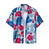 Casual Lapel Short Sleeve Buttons Closure Men Shirt Summer Floral Leaves Printed Thin Hawaiian Beach Shirt Streetwear