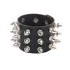 Spikes Rivet Wide Cuff PU Leather Punk Black Bracelets For Men Fashion Leather Bracelet Bangles Multilayer Wide Wrap Jewelry
