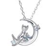 Necklace Crescent Moon Cat Silver Selectable Birthstone March Aquamarine Mirai [Mirai Angel] Women's 1165WEB_AQ