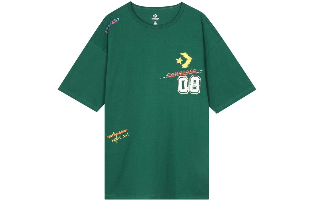Converse T Shirts Unisex Green Crew Neck Moderate Straight Fit 10024879-A03