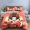 Traditional Geisha Art Set Soft Skin-Friendly Bedding Set Includes 1 Duvet Cover And 2 Pillowcase Gift