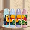 1PC Cartoon Cat Breed Collage 750ml Color Plastic Sports Water Bottle Leakproof Flip Straw Lid Suitable for Sports Office Home Use