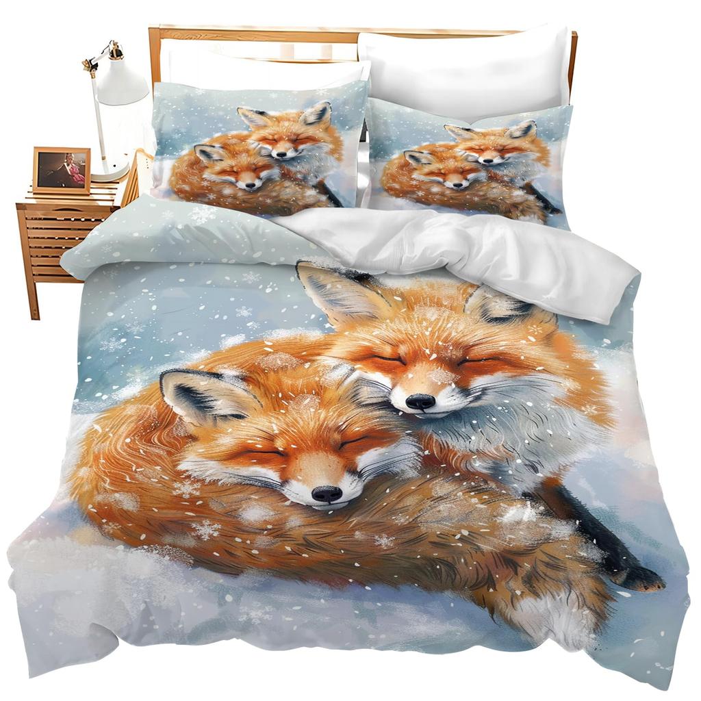 Fox Duvet Cover Sets For Kids Teens Quilt Covers Lightweight Down Room Decor Queen King Size 2 Pillowcase 1 Duvet Cover No Quilt