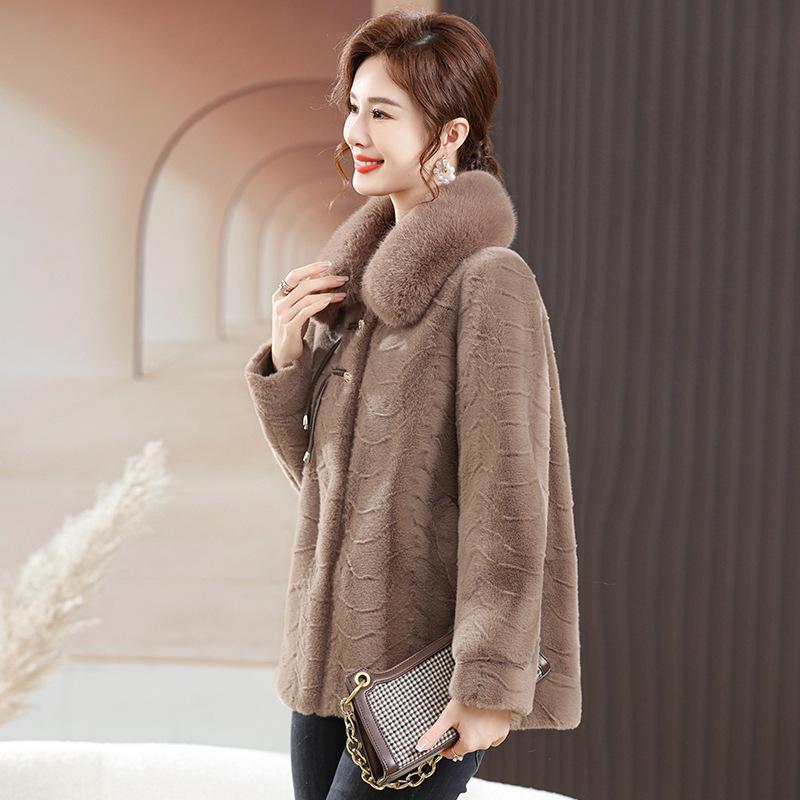 Зимняя норковая бархатная шуба для молодых мам, осенне-зимнее пальто из искусственного меха для женщин среднего и пожилого возраста