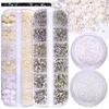 12 сеток смешанного размера для дизайна ногтей с плоским дном и бриллиантами 12 сеток для дизайна ногтей из смолы Aurora Butterfly High Shiny Diy Nail Art Diamond