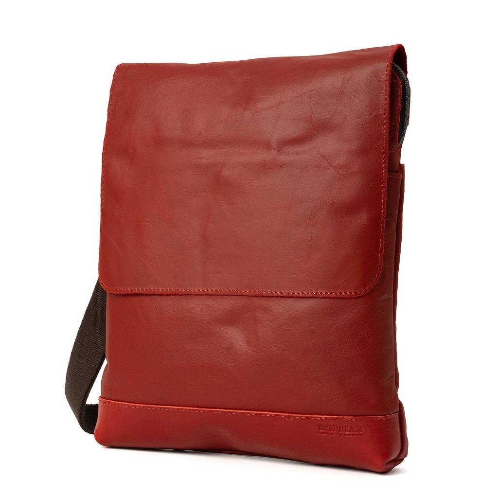 DOUBLES Мужская наплечная сумка, Стильная, Натуральная кожа, Формат A4, JVK-1604, Красный