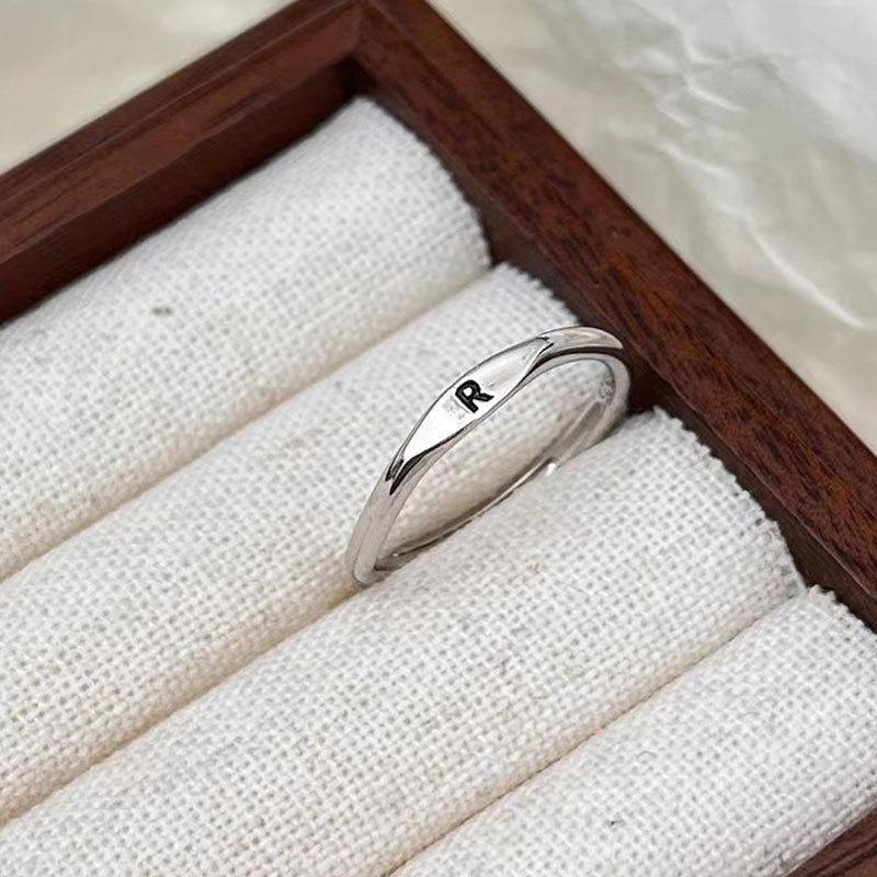 Серебряное Корейское 26 Букв A-Z Открытое Кольцо Мужчины и Женщины Кольцо Подарок для Пары Украшения