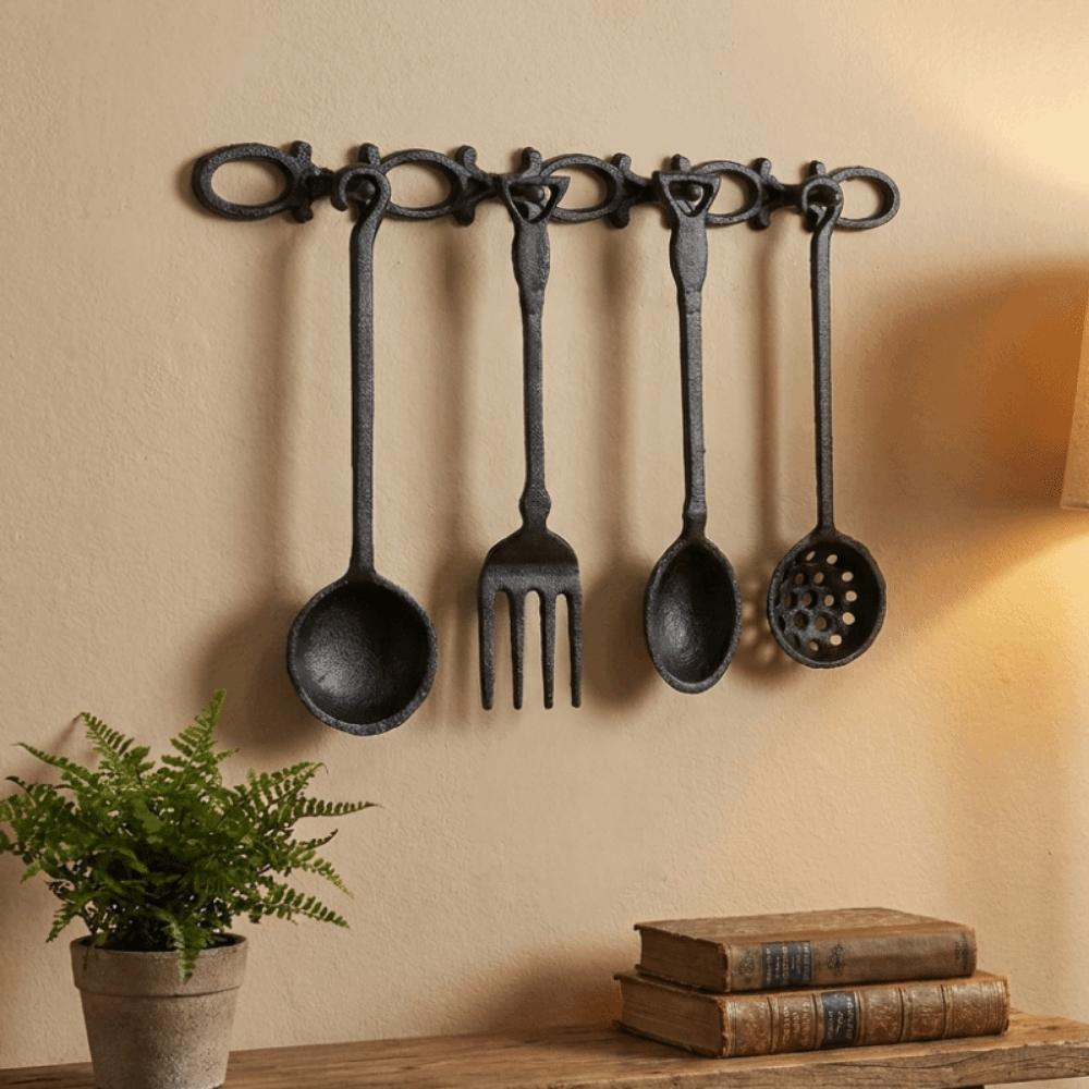 Wall Hanging Iron Spoon Fork Wall Decor Vintage Utensil Wall Hanging Kitchen