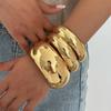 SHIXIN Exaggerated Metal Big Round Wide Bracelets for Women Hiphop Glossy Geometric Stackable Bangle Bracelet Party Jewelry New