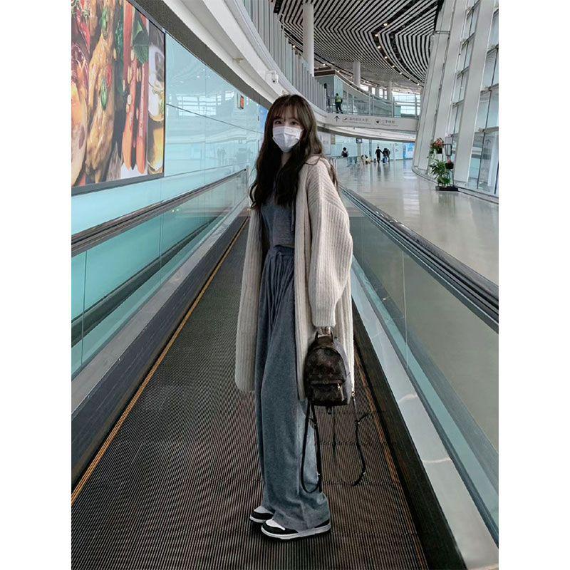 Women's Mid-Length Hooded Knit Cardigan with Pockets - Autumn/Winter Loose Fit Sweater Coat