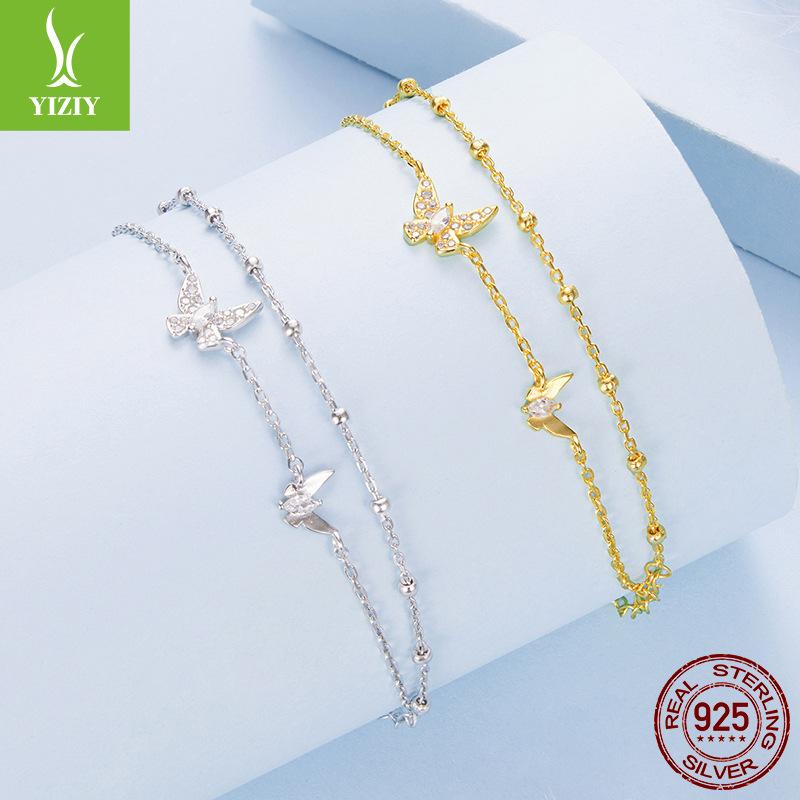 Niche Design Butterfly Double Bracelet Female, Fresh And Sweet Fairy Wind S925 Sterling Silver Bracelet Jewelry