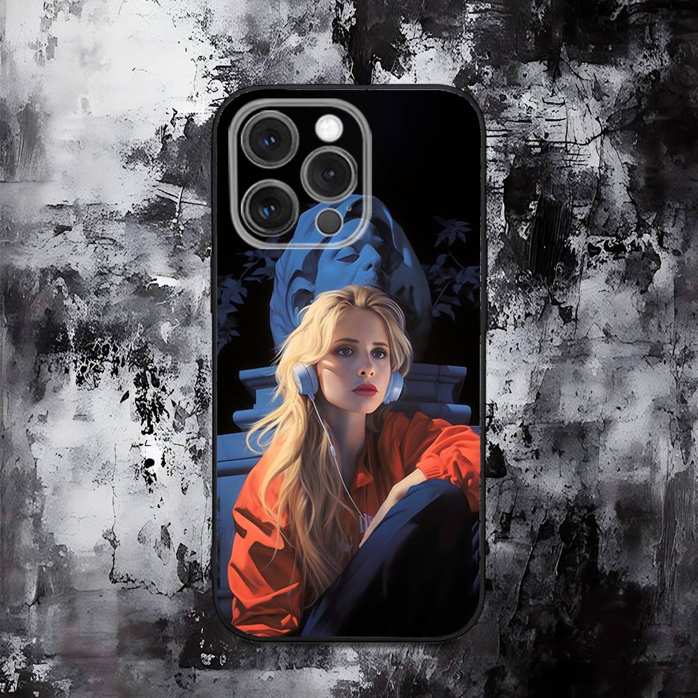 Buffy the Vampire Slayer Phone Case For iPhone 16,15,14,13,12,11,Pro,Max,Plus,X,XS,SE,E,Mini,Soft Silicone Black Case