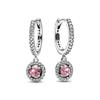 Valentine's Day 925 Silver Plated Red Sapphire Earrings Pink Round Sparkling Earrings Pandor Exquisite Jewelry Ladies