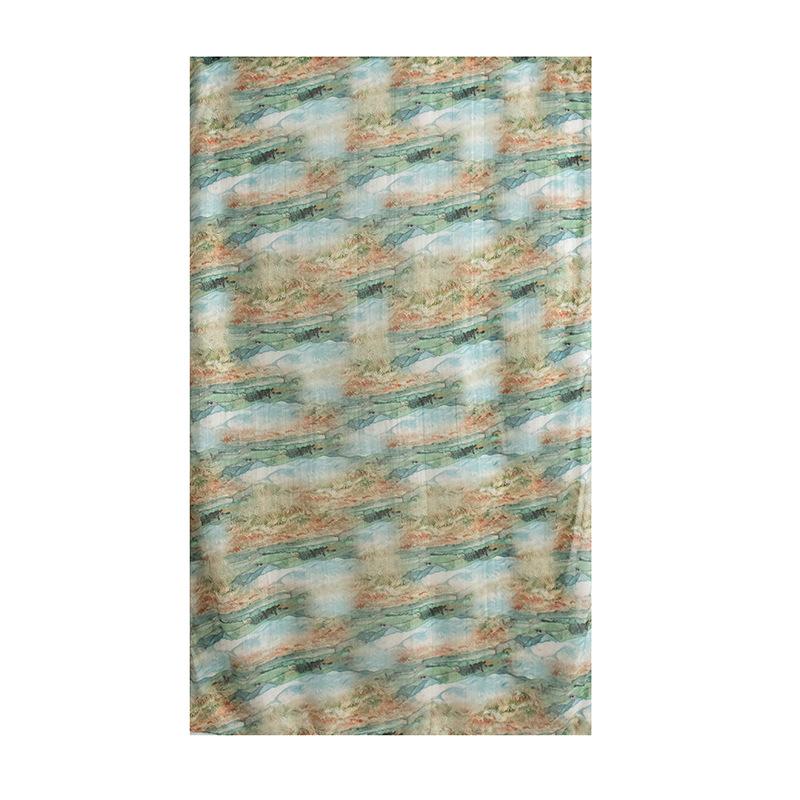 Spring  100% Mulberry Silk Scarf Women's Thin Shawl Silk Oil Painting Retro Plain Crepe Satin Premium Long Scarf