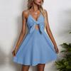 Женское платье с галстуком-бабочкой, сексуальное короткое платье на бретельках без рукавов с открытой спиной, милое вечернее клубное платье
