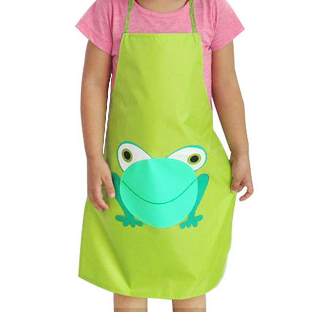 Five Colors Kids Cute Cartoon Frog Printed Cooking Cartoon Apron Waterproof Frog Design Children