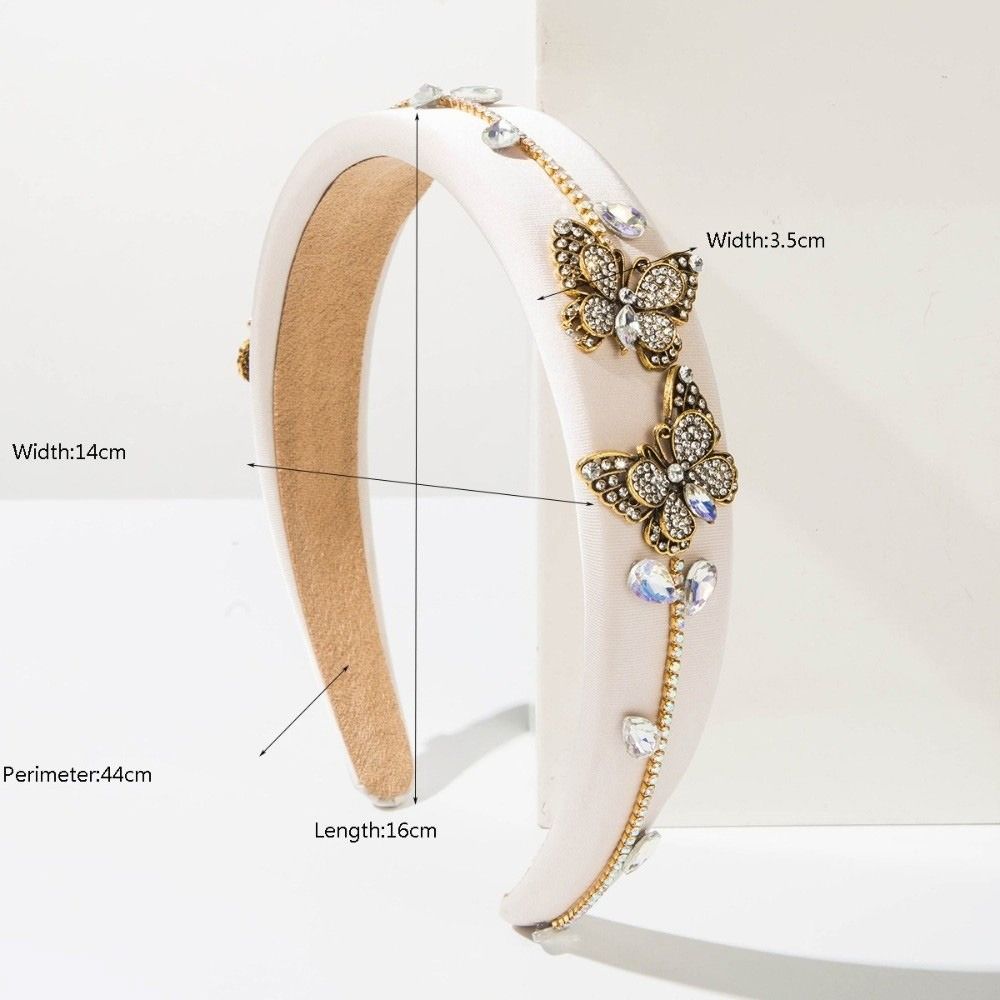 Court Style Hair Hoop Butterfly Rhinestone Wide Hairbands Baroque Headband Women Hair Accessories