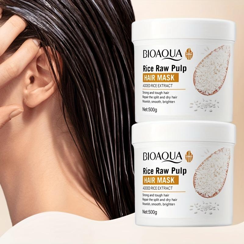 500г Маска для волос из рисовых отрубей - Глубоко питательная для сухих, секущихся кончиков и вьющихся волос, Смягчающий и разглаживающий эффект, Натуральное средство для ухода за волосами