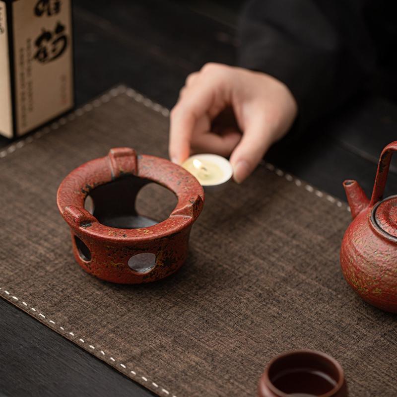 Грубая керамическая чайная посуда Набор для подогрева чая Каминный набор Окружающий камин Инструменты для приготовления чая Чайная посуда Подогреватель для чая Ароматный чай