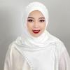 Удобный мусульманский хиджаб с бусинами, однотонный, полностью закрывающий, турецкий платок-повязка на голову, арабский хиджаб-шапка