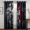 Страшный Трон Скелет Хэллоуин Череп Затенение Окна Шторы для Гостиной 2 Шт. Детская Спальня Детская Ванная Комната Декор Крючки