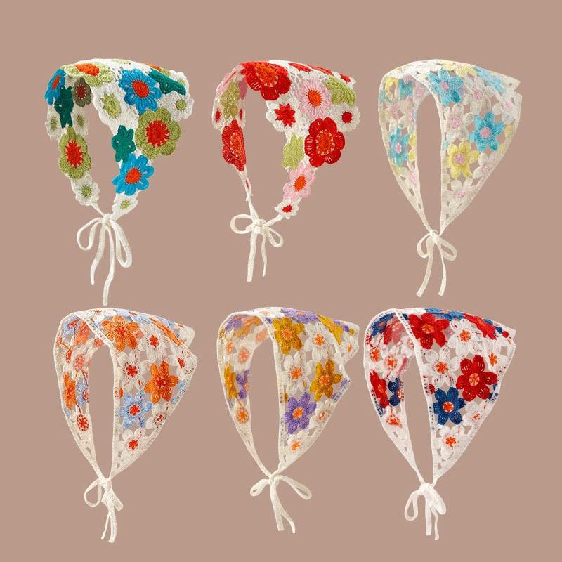 Triangle Scarves Knitted Headscarves Hair Accessories Rustic Style Hair Bands Summer Women's Bags Headwear Travel Headbands