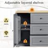 Modern, Elegant Sideboard with 3 Drawers and Refrigerator-Like Doors, Buffet Cabinet for Dining Room, Living Room and Hallway (Grey)