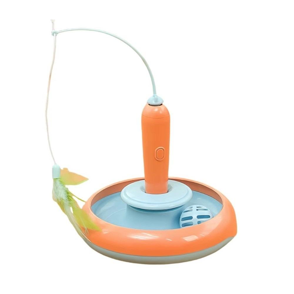 Multifunctional Electric Cat Toy Self Rotating Self Rotating Teaser Cat Feather Teaser Reusable Sturdy Design Kitten Playing Toy