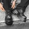 New Men's Leather Shoes Platform Height Increase Casual Versatile Youth Derby Tooling Small Leather Shoes Men's Shoes 16771-J
