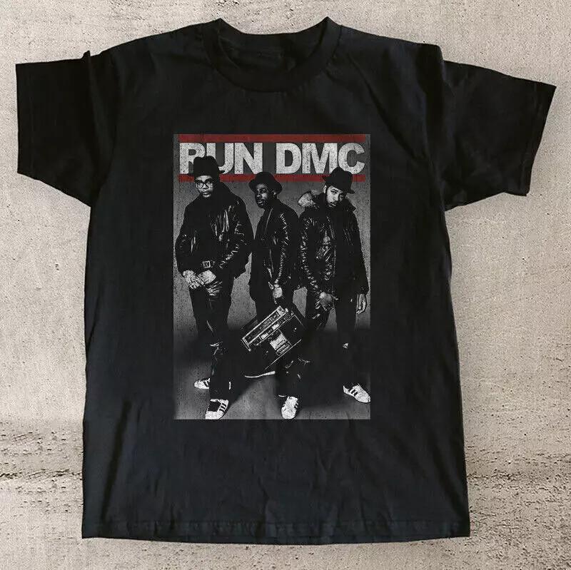 Новая черная футболка Run DMC с коротким рукавом Размер S 5XL Унисекс футболка